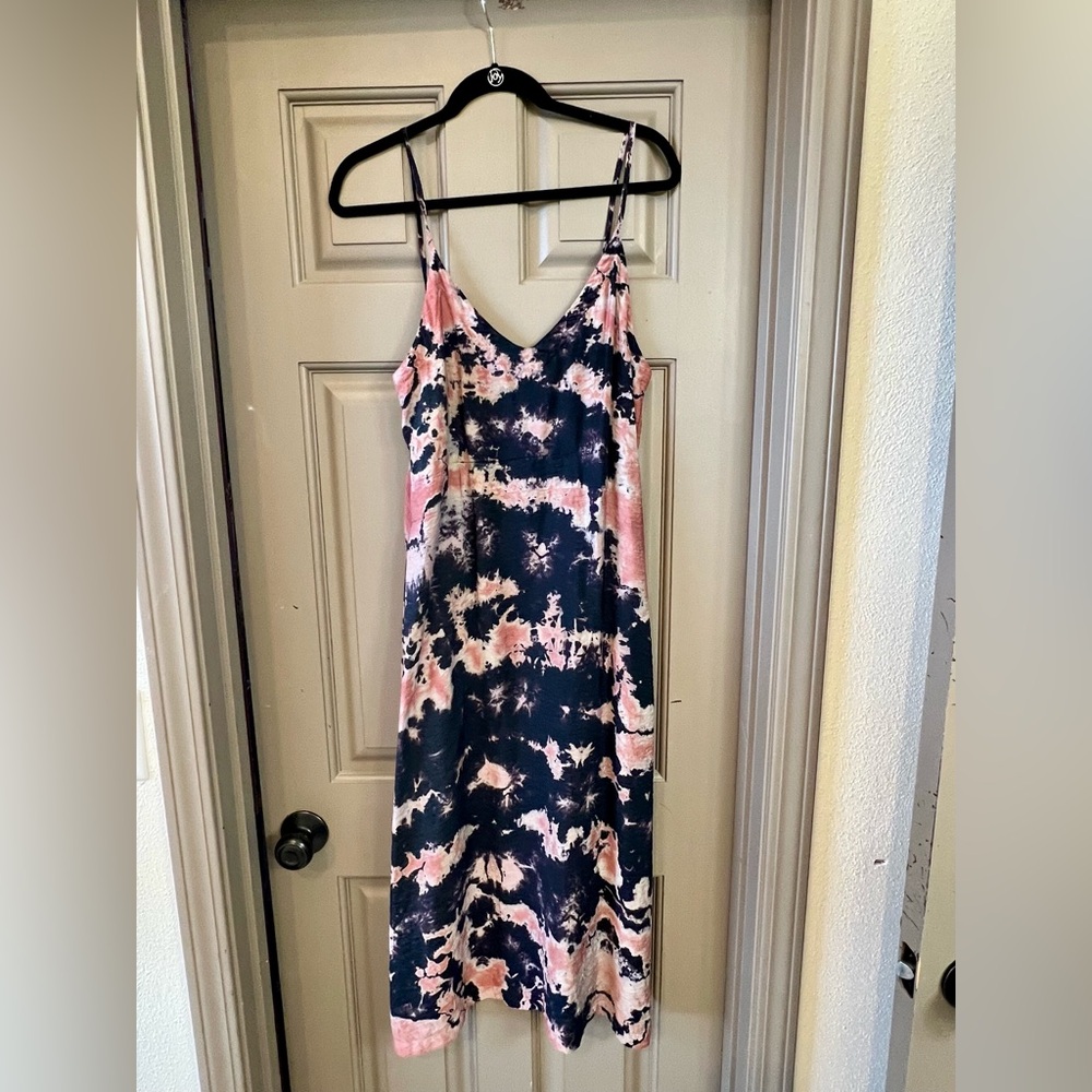 Pink and Blue Tie-Dye Spaghetti Strap Dress